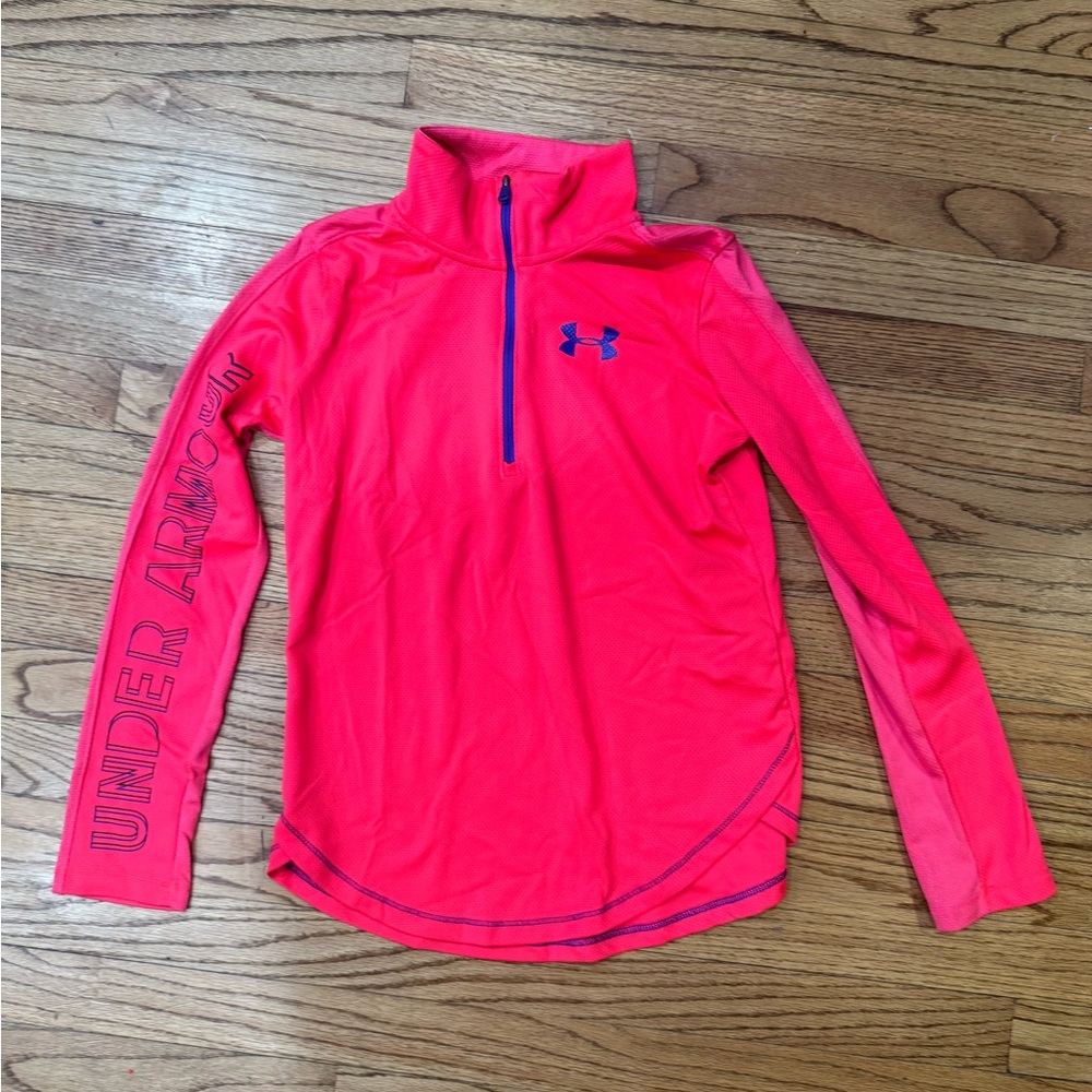 Girls Under Armour Neon Pink Quarter-Zip Pullover XL